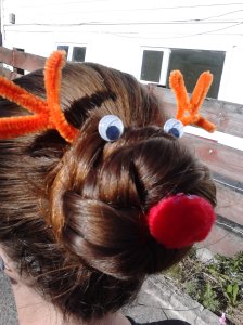 Rudolph the red-nosed hair bun!